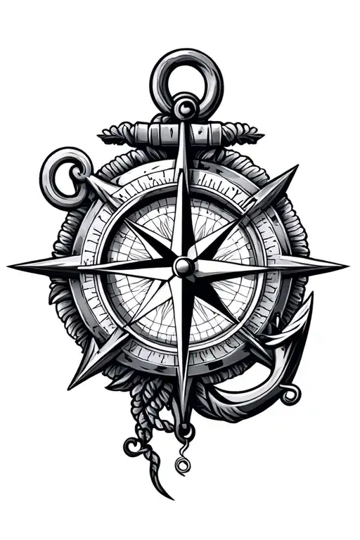 Compass Rose With Anchor