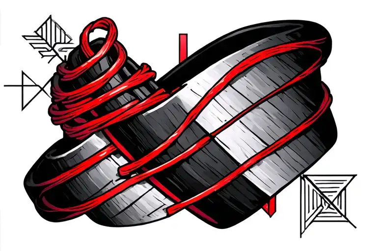 Red String And Geometric Design Band