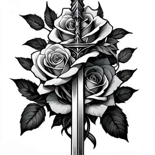 Spear Wrapped In Roses Intertwined