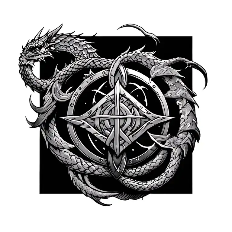 Jormungandr Circle With Shield Knot Inside