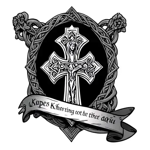 Scottish Soltier Celtic Cross With Maria On A Banner