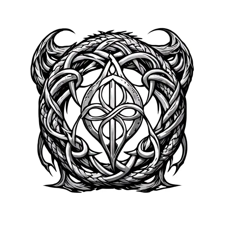 Jormungandr Circle With Celtic Shield Knot Inside