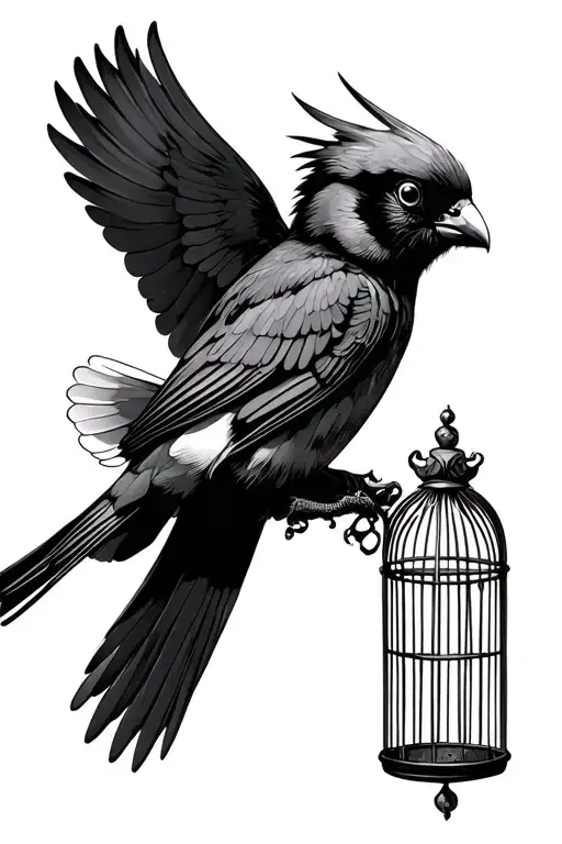 Ribcage Birdcage Bird Flying Away