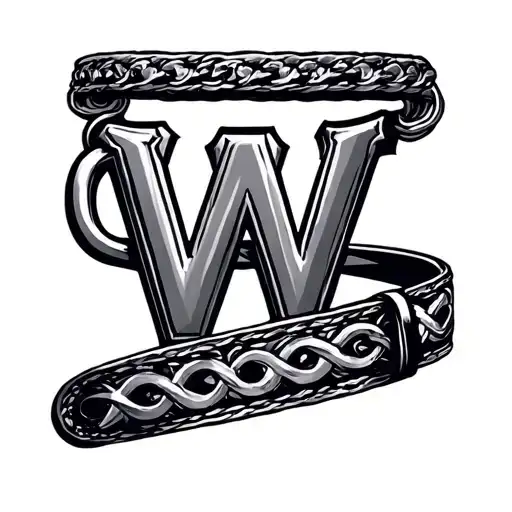 A Belt Buckle With A W On It