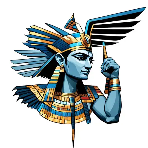 Egyptian God Muscular Little Bit Of Blue And Gold