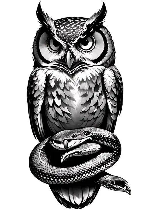 Owl Eating Snake