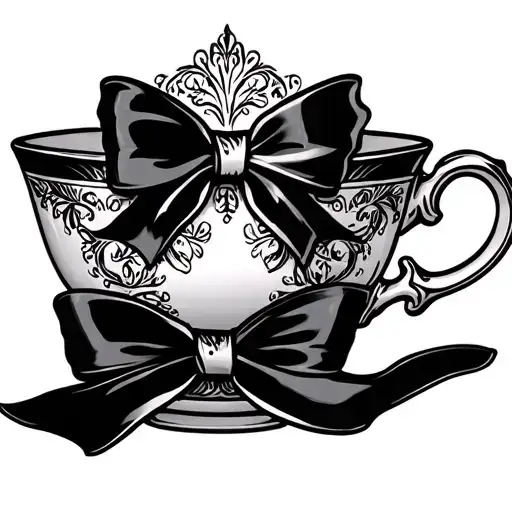 Elegant Teacup With Bow Tied Around Handle