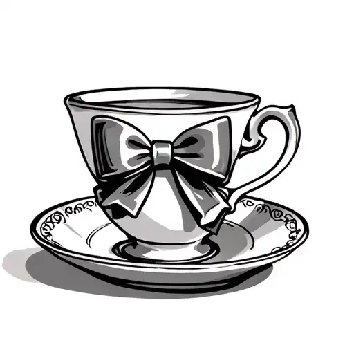 Teacup With A Single Bow Tied Around The Handle