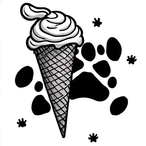 Ice Cream Cone And Paw Print