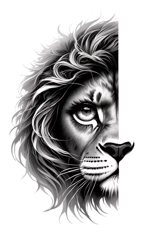 A Woman's Eye Combined With A Lion's Eye Inside