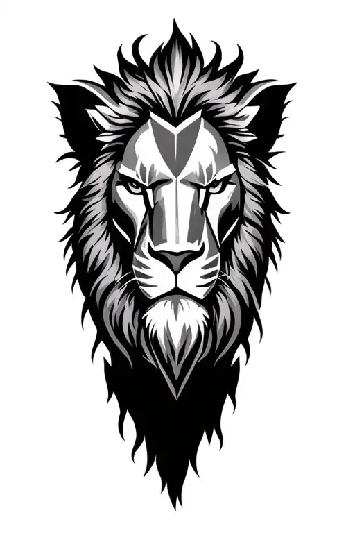 Male Lion Head With A Spartan Warrior