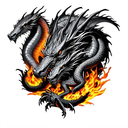 Three Dragons Laying On Smoldering Embers