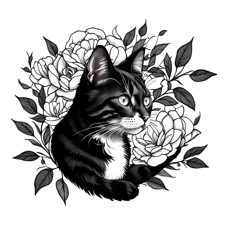 Black And White Cat Silhouette Intertwined