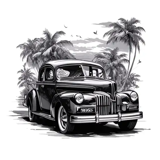 Make A Tatto Design Including Traveling Girls Party Cars Family