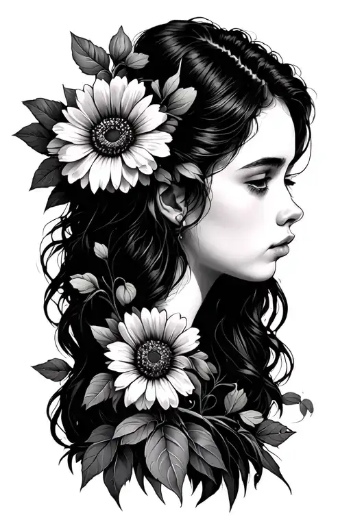 Arianna With Flowers Growing