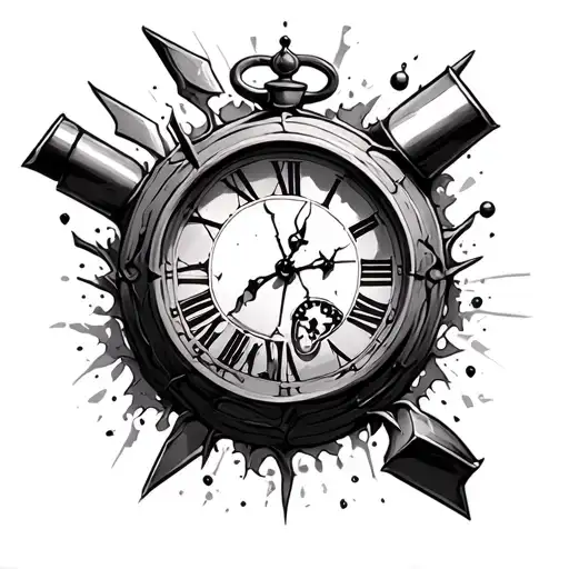 Broken Clock And Hourglass