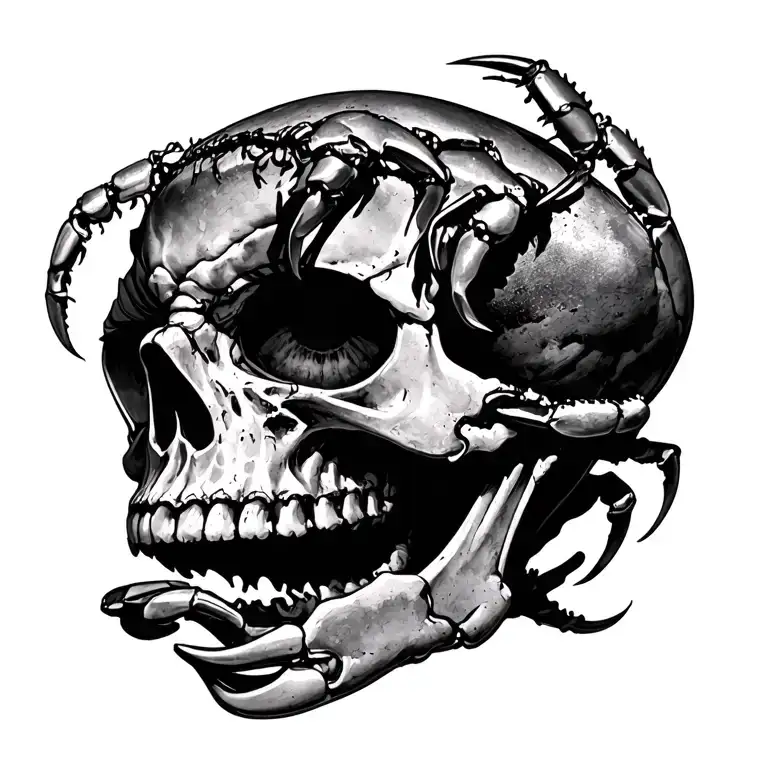 Skull With Crab Crawling Out Of Eye Socket