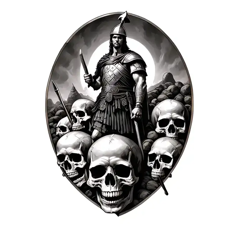Roman Soldier On A Pile Of Skulls