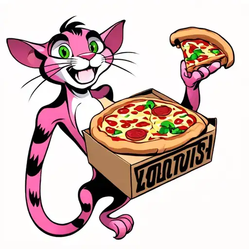 Pink Panther Delivering Pizza