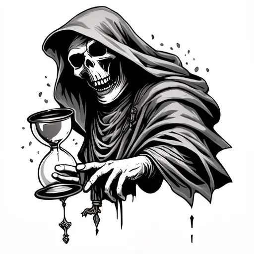 Grim Reaper Holding An Hour Glass