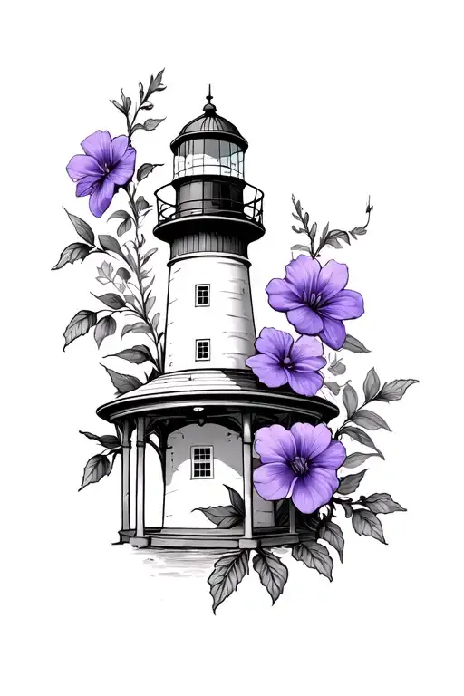 Lighthouse Gazebo Purple Flowers
