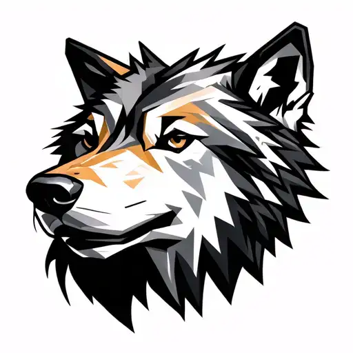 Geometric Aggresive Wolf Head