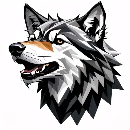Geometric Aggresive Wolf Head Realistic