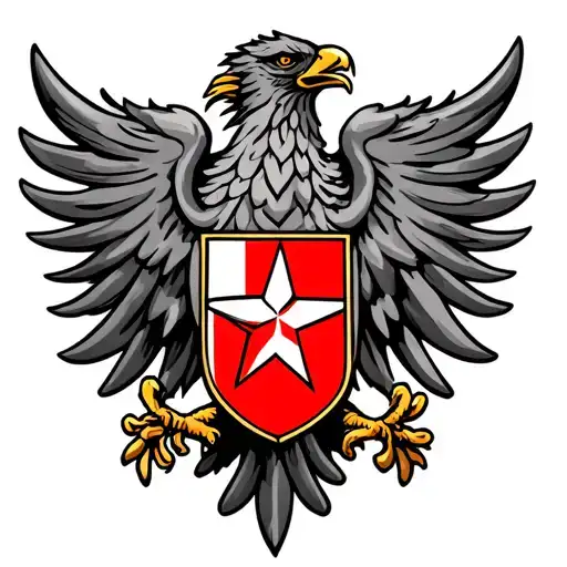 Serbian Double-headed Eagle With The Red Star Club Crest In The Middle