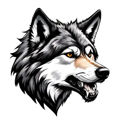 Aggresive Wolf Head Realistic