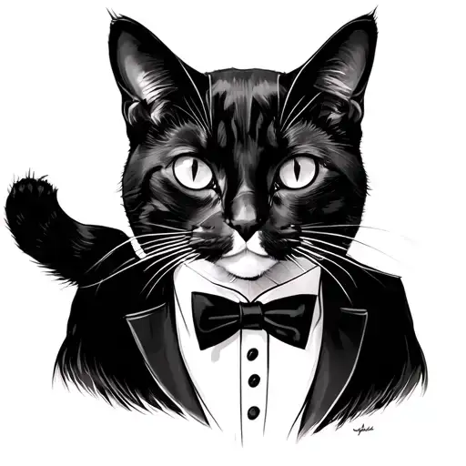 Tuxedo Cat With Moustache