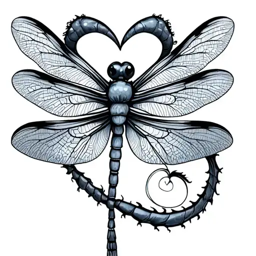 Dragon Fly With Heart Shape Outline