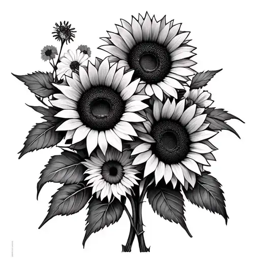 Barbed Wire With Sunflowers And Wildflowers Intertwined