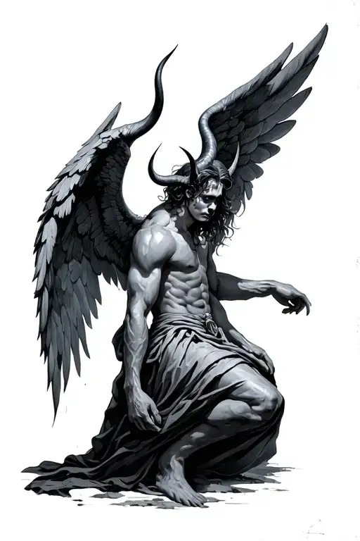 Fallen Male Angel With Horns
