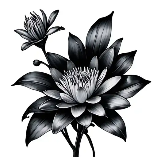 Larkspur And Water Lily