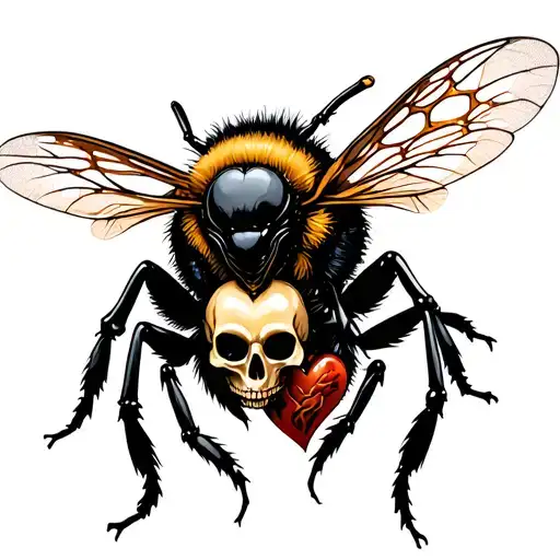 Alien Bee With Honey Combs Skull And Heart