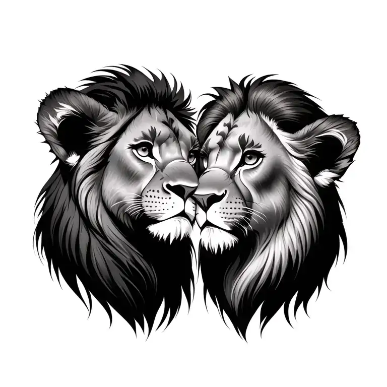 Young And Adult Simba Staring At Each Other