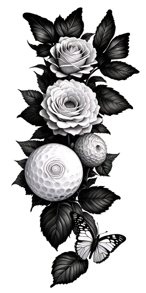 Realistic Roses Chrysanthemums Butterfly Golf Ball State Of Florida And Pennsylvania