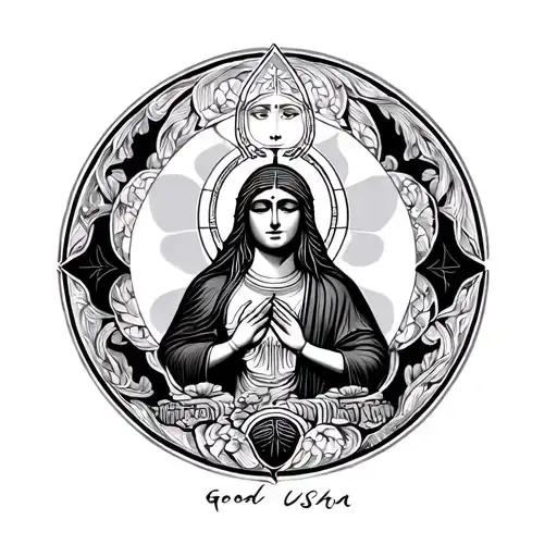God And Mother Symbol Surrounded On Usha Name