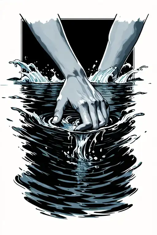 Hand Reaching Into Water To Grab Hand