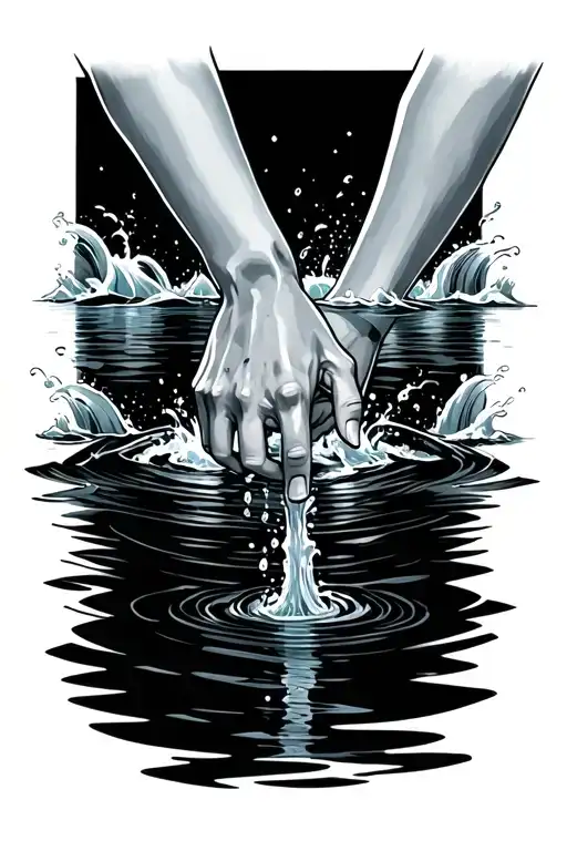 Hand Reaching Into Water To Grab Hand