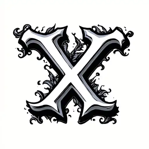 The Letter T With X-x-xx Going Across The Top