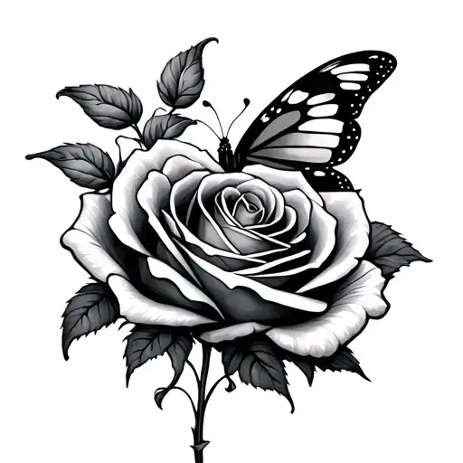 Kopf And Rose With Butterfly