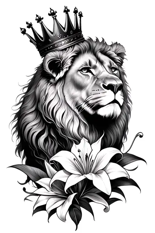 Lioness With Crown Above Lillies Wrapping