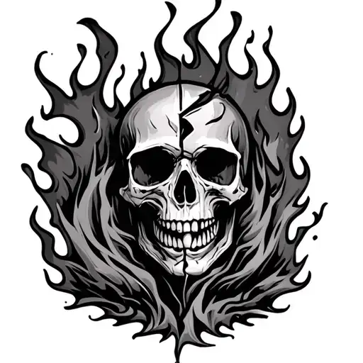 A Broken Skull On Fire