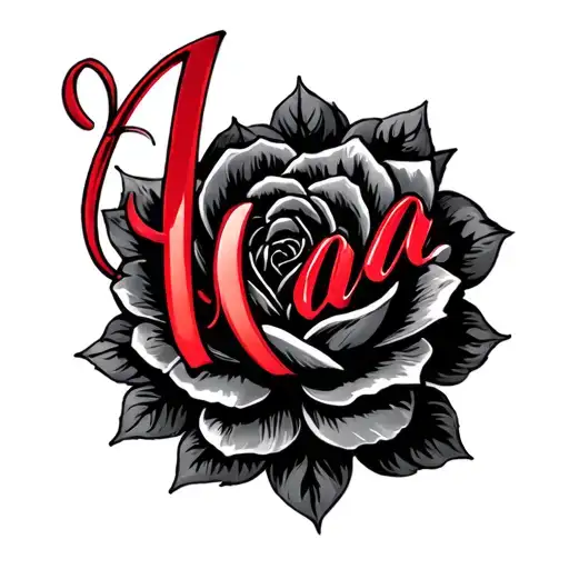 Name Tatto In Red Cursive