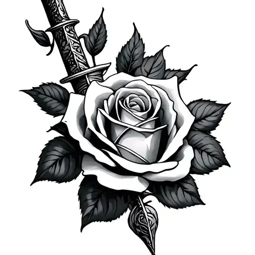 Rose And Dagger Surrounded