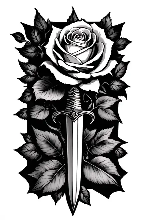 Rose And Dagger Surrounded