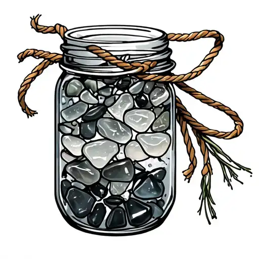 Sea Glass In Jar With Rope
