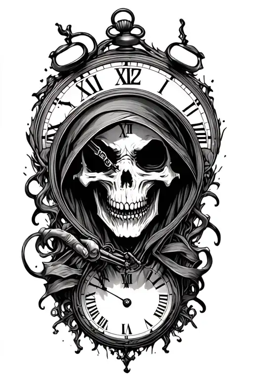 Grim Reaper And Time Clock