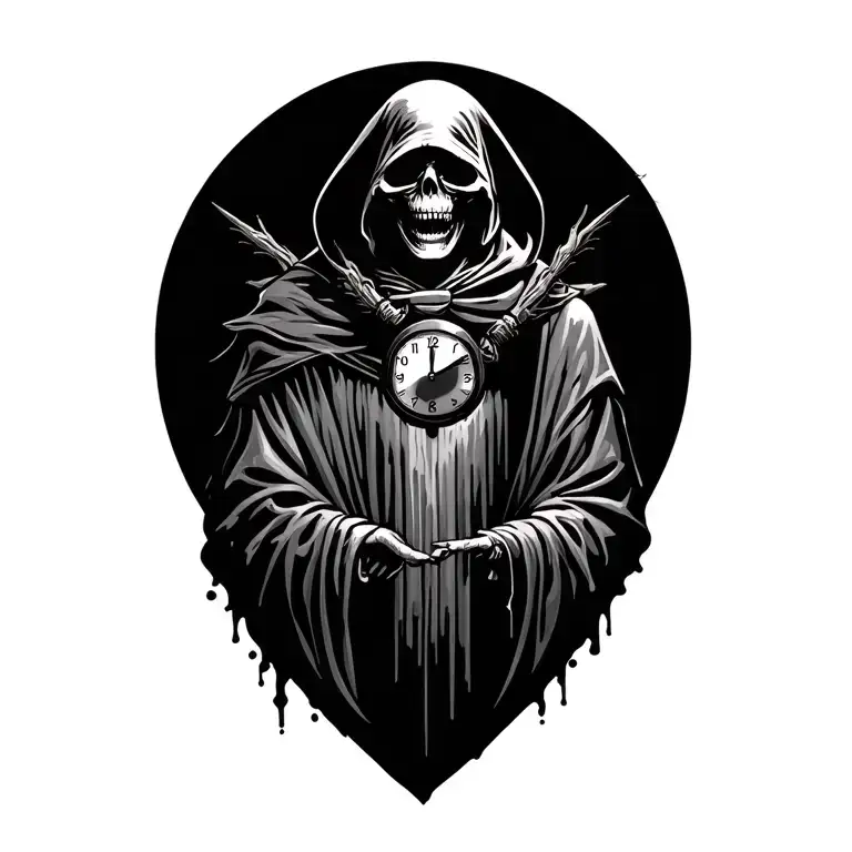 Grim Reaper And Time Clock